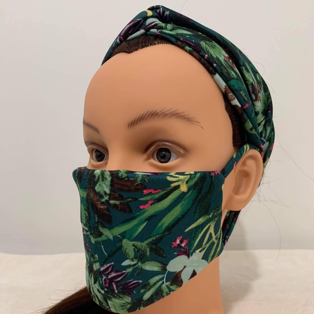 Boho Top Knot Headband and Facemask Set